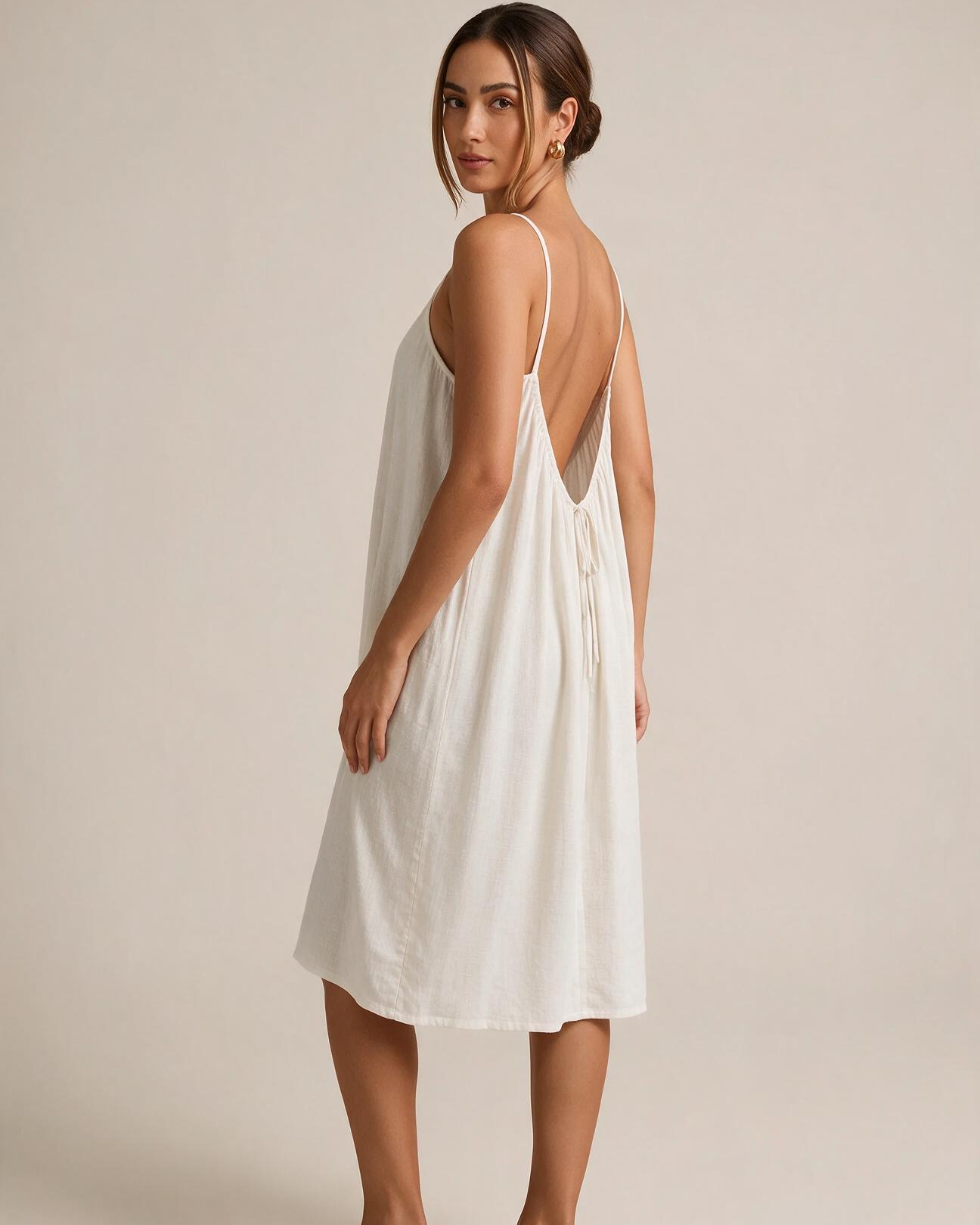 Solid Color Backless Cami Short Dress