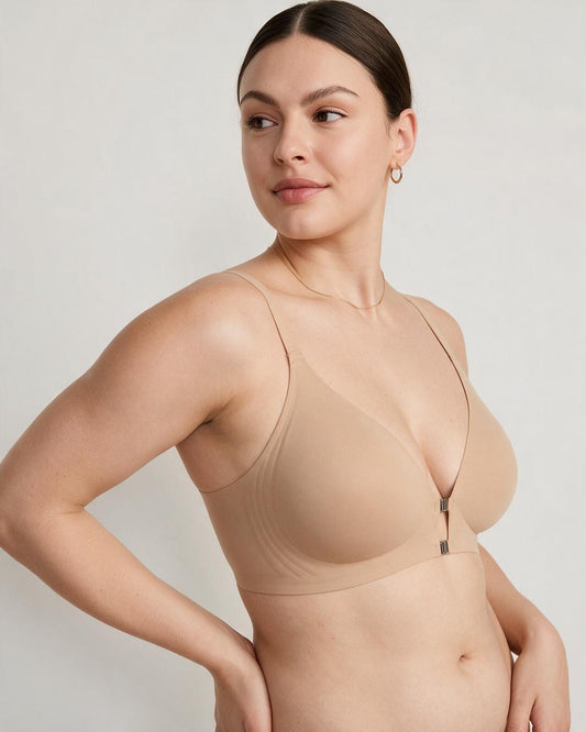 Seamless Front-Closure Wire-Free Racerback Bra