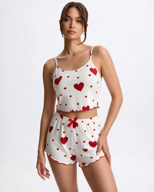 Sweetheart Women’s Ribbed Cami & Shorts Pajama Set
