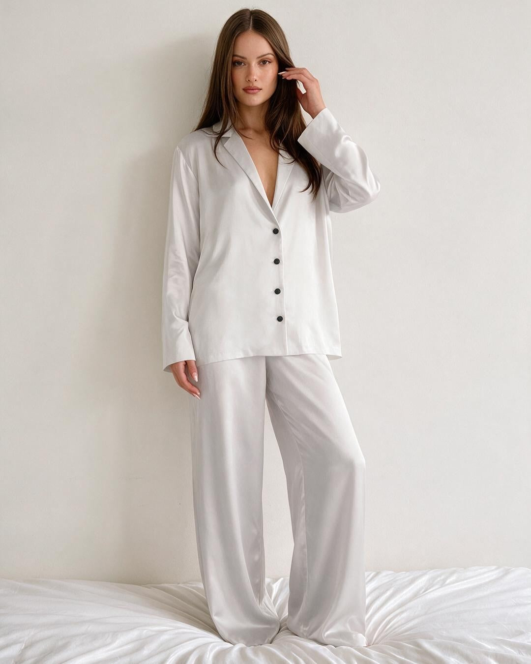 Cool-Touch Silky Long Sleeve Pajama Set