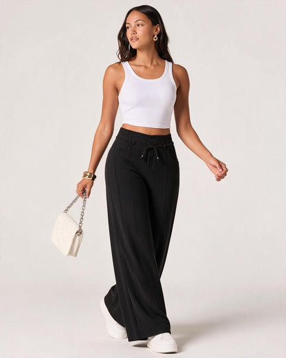 High Waist Drawstring Wide Leg Pants